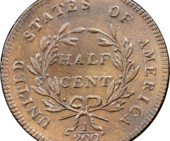 Монета Liberty Cap Half Cent, ½ цента 1797, США, США