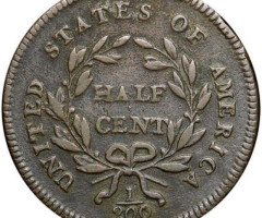 Монета Liberty Cap Half Cent, ½ цента 1795, США, США