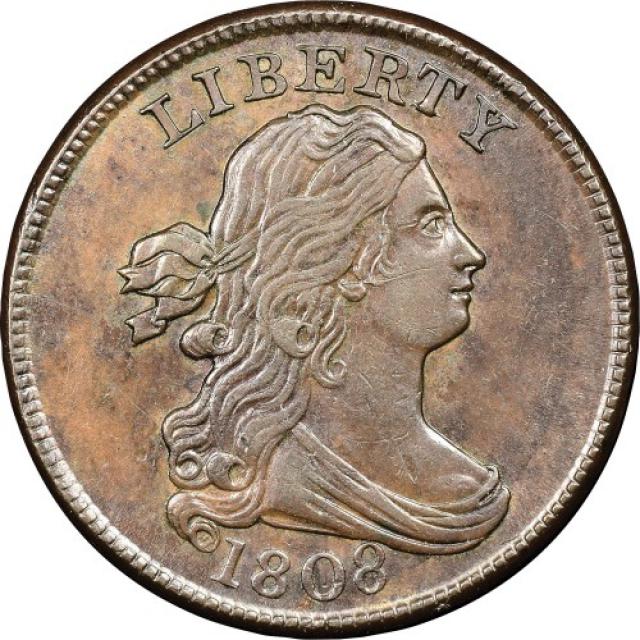 Монета Draped Bust Half Cent, ½ цента 1808, США, США