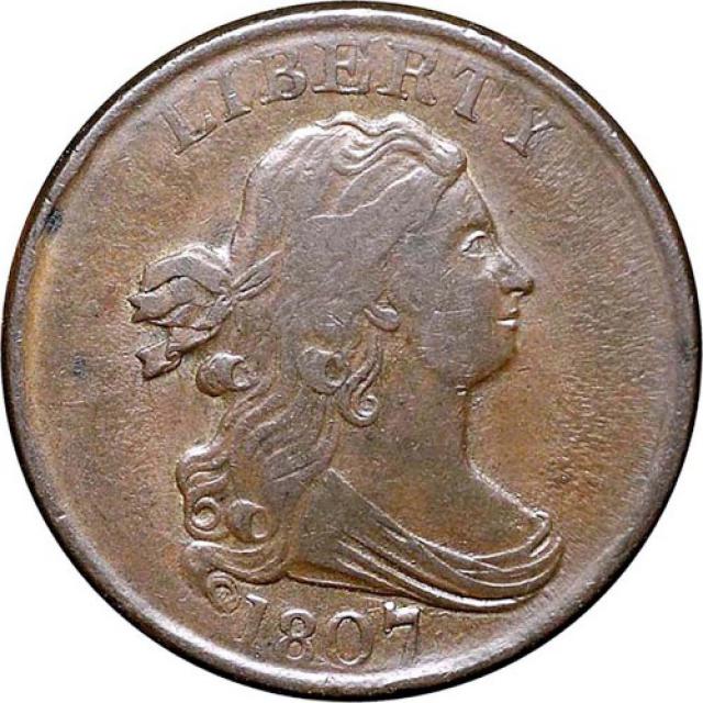 Монета Draped Bust Half Cent, ½ цента 1807, США, США
