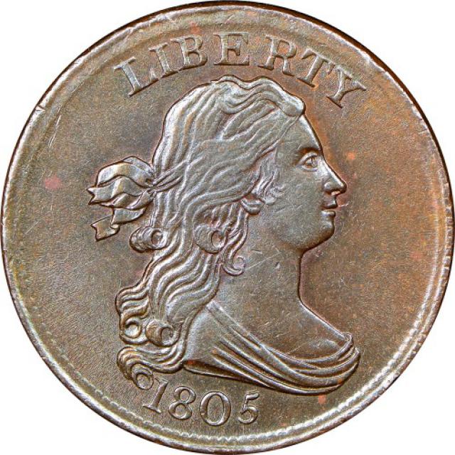 Монета Draped Bust Half Cent, ½ цента 1805, США, США
