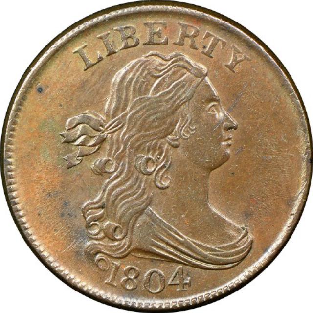 Монета Draped Bust Half Cent, ½ цента 1804, США, США
