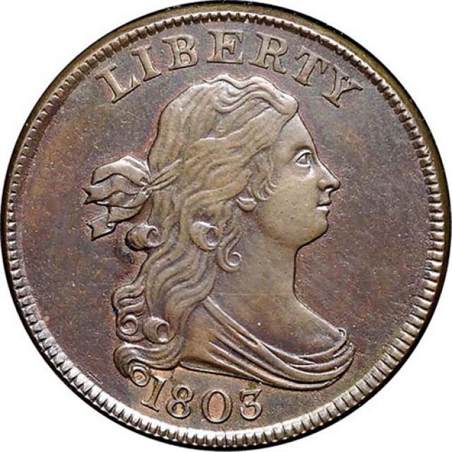 Монета Draped Bust Half Cent, ½ цента 1803, США, США