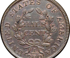 Монета Draped Bust Half Cent, ½ цента 1803, США, США