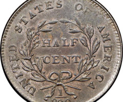 Монета Draped Bust Half Cent, ½ цента 1800, США, США