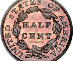 Монета Classic Head Half Cent, ½ цента 1834, США, США