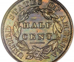 Монета Classic Head Half Cent, ½ цента 1833, США, США