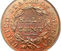 Монета Classic Head Half Cent, ½ цента 1832, США, США