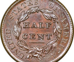 Монета Classic Head Half Cent, ½ цента 1829, США, США