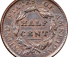 Монета Classic Head Half Cent, ½ цента 1828, США, США