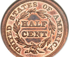 Монета Braided Hair Half Cent, ½ цента 1856, США, США