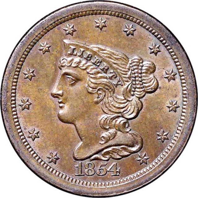 Монета Braided Hair Half Cent, ½ цента 1854, США, США