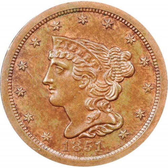 Монета Braided Hair Half Cent, ½ цента 1851, США, США