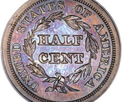 Монета Braided Hair Half Cent, ½ цента 1850, США, США