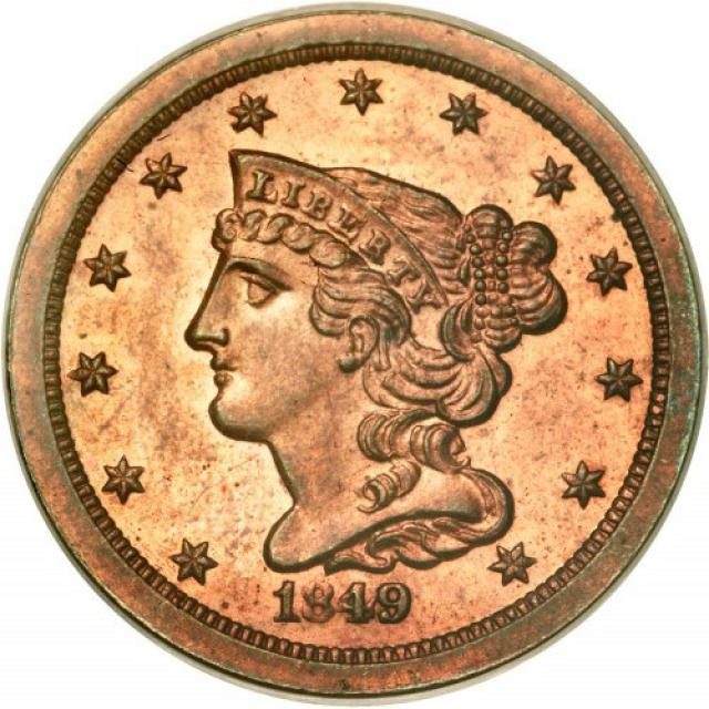 Монета Braided Hair Half Cent, ½ цента 1849, США, США