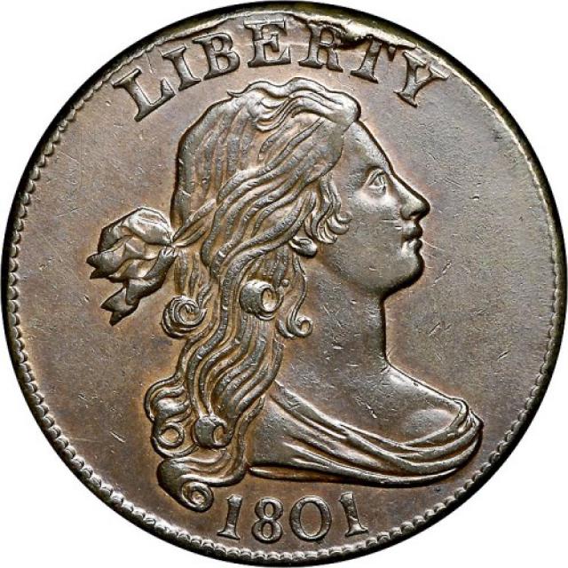 Монета Draped Bust Cent, 1 цент 1801, США, США