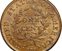 Монета Draped Bust Cent, 1 цент 1798, США, США