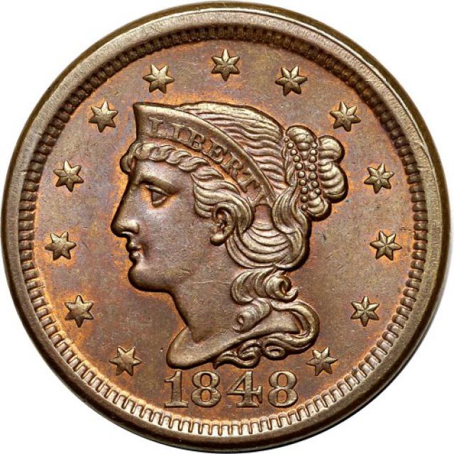 Монета Liberty Head Cent, 1 цент 1848, США, США