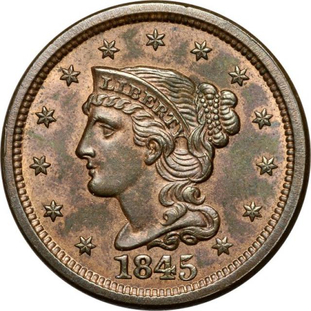 Монета Liberty Head Cent, 1 цент 1845, США, США