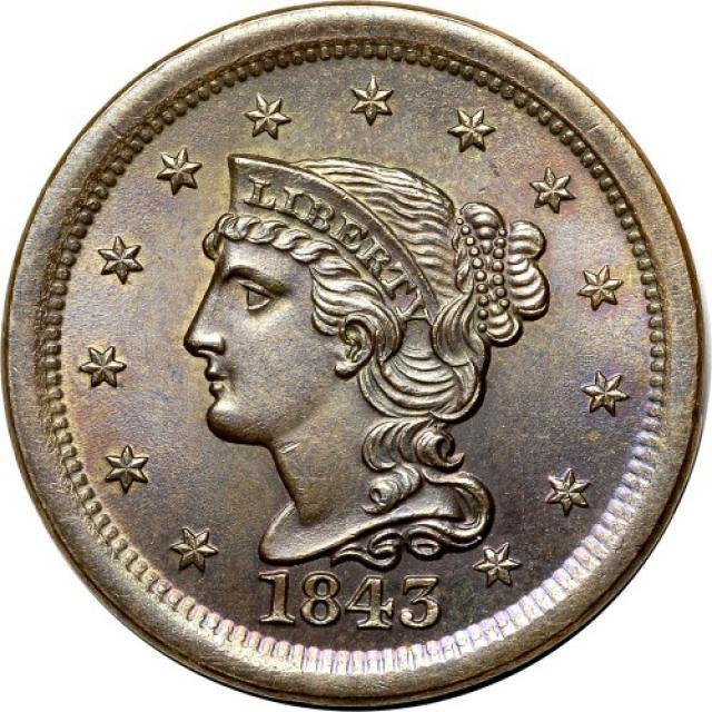 Монета Liberty Head Cent, 1 цент 1843, США, США