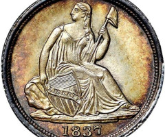 Монета Seated Liberty Half Dime, ½ дайма 1837, США, США