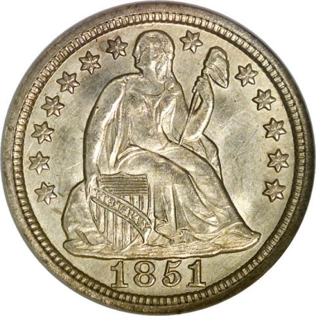 Монета Seated Liberty Dime, 1 дайм 1851, США, США