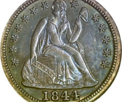 Монета Seated Liberty Dime, 1 дайм 1844, США, США