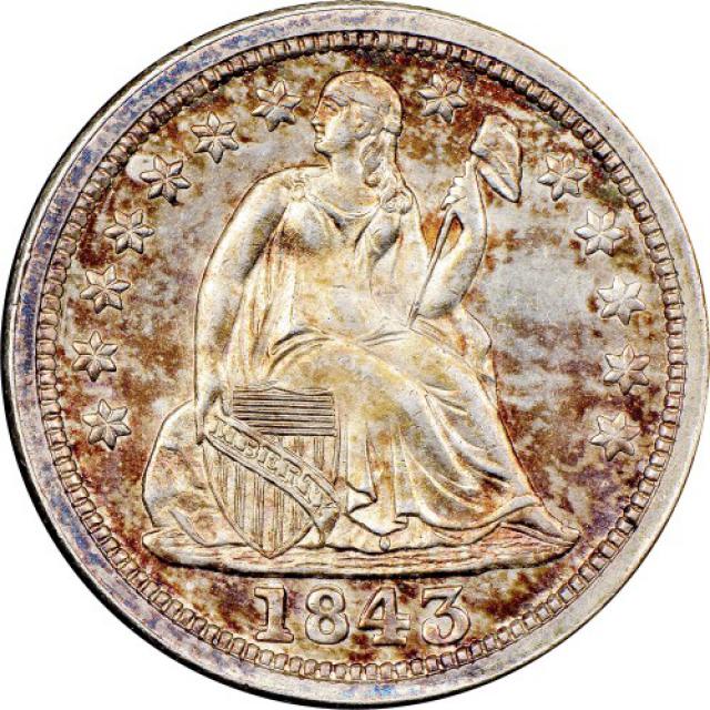 Монета Seated Liberty Dime, 1 дайм 1843, США, США
