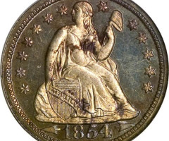 Монета Seated Liberty Dime, 1 дайм 1854, США, США