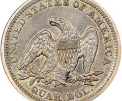 Монета Seated Liberty Quarter, ¼ долара 1851, США, США