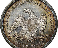 Монета Seated Liberty Quarter, ¼ долара 1845, США, США