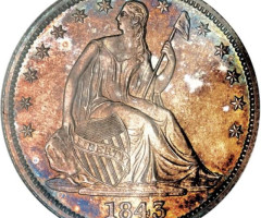 Монета Seated Liberty Half Dollar, ½ долара 1843, США, США