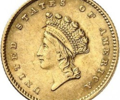 Монета Small Indian Head, 1 долар 1854, США, США